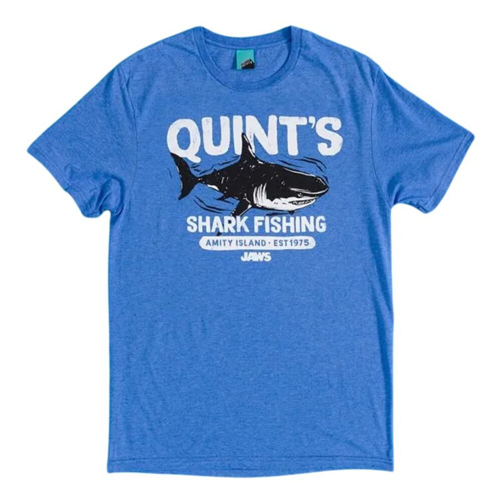 Jaws Unisex Adult Quint�'s Shark Fishing Marl T-Shirt / Blue
